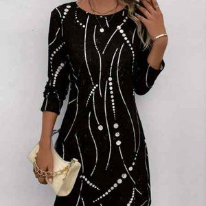 Long Sleeve Graphic Dress- NEW